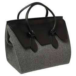 Pre Owned Celine Grey Felt and Leather Medium Tie Tote