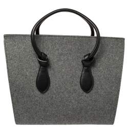 Pre Owned Celine Grey Felt and Leather Medium Tie Tote