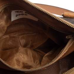 Céline Brown Coated Macadam Canvas And Tan Leather Boston Bag