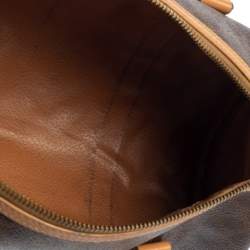 Céline Brown Coated Macadam Canvas And Tan Leather Boston Bag