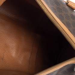 Céline Brown Coated Macadam Canvas And Tan Leather Boston Bag