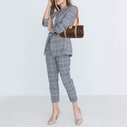 Céline Brown Coated Macadam Canvas And Tan Leather Boston Bag