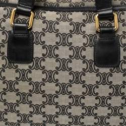 Pre Owned Celine Grey/Black Macadam Canvas and Leather Satchel