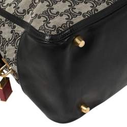 Pre Owned Celine Grey/Black Macadam Canvas and Leather Satchel