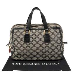 Pre Owned Celine Grey/Black Macadam Canvas and Leather Satchel