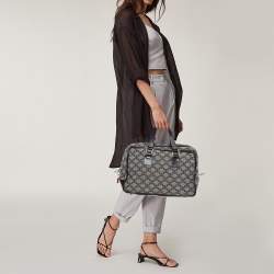 Pre Owned Celine Grey/Black Macadam Canvas and Leather Satchel