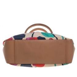 Pre Owned Tory Burch Multicolor Tulip Print Canvas and Leather Sophia Tote