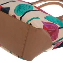 Pre Owned Tory Burch Multicolor Tulip Print Canvas and Leather Sophia Tote