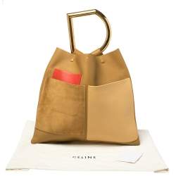 Pre Owned Celine Multicolor Leather And Suede Geometric Bag