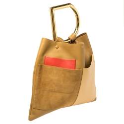 Pre Owned Celine Multicolor Leather And Suede Geometric Bag