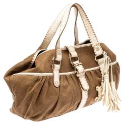 Pre Owned Celine Brown/Beige Canvas and Leather Boogie Tote