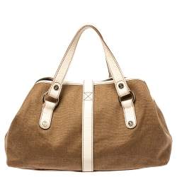 Pre Owned Celine Brown/Beige Canvas and Leather Boogie Tote