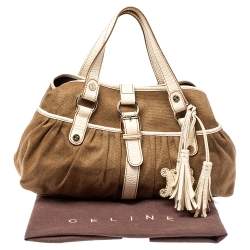 Pre Owned Celine Brown/Beige Canvas and Leather Boogie Tote