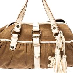 Pre Owned Celine Brown/Beige Canvas and Leather Boogie Tote