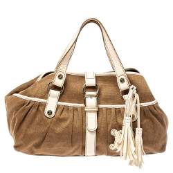 Pre Owned Celine Brown/Beige Canvas and Leather Boogie Tote