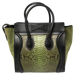 مملوكة مسبقًا Celine Tri Color Python, Leather and Suede Micro Luggage Tote