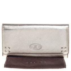 Celine Metallic Gold Leather Flap Continental Wallet 