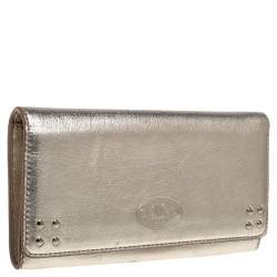 Celine Metallic Gold Leather Flap Continental Wallet 