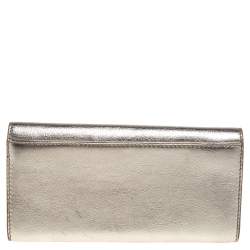 Celine Metallic Gold Leather Flap Continental Wallet 