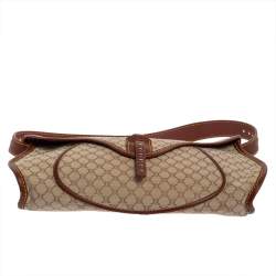 Pre Owned Celine Beige/Brown Macadam Canvas and Leather Studded Shoulder Bag