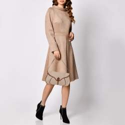 Pre Owned Celine Beige/Brown Macadam Canvas and Leather Studded Shoulder Bag