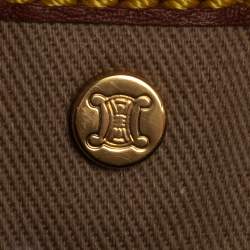 Pre Owned Celine Beige/Brown Macadam Canvas and Leather Studded Shoulder Bag