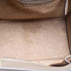Pre Owned Celine Taupe Leather Micro Luggage Tote