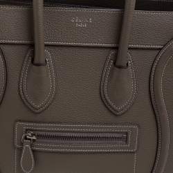 Pre Owned Celine Taupe Leather Micro Luggage Tote