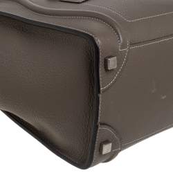 Pre Owned Celine Taupe Leather Micro Luggage Tote