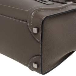 Pre Owned Celine Taupe Leather Micro Luggage Tote