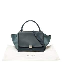Pre Owned Celine Blue Leather and Suede Medium Trapeze Bag