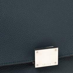 Pre Owned Celine Blue Leather and Suede Medium Trapeze Bag