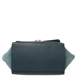Pre Owned Celine Blue Leather and Suede Medium Trapeze Bag