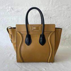 Celine Brown Leather Luggage Micro Tote 