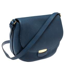 Pre Owned Celine Navy Blue Leather Medium Trotteur Shoulder Bag