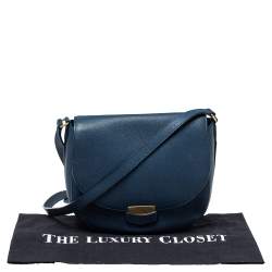 Pre Owned Celine Navy Blue Leather Medium Trotteur Shoulder Bag