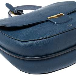 Pre Owned Celine Navy Blue Leather Medium Trotteur Shoulder Bag