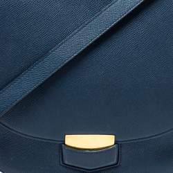 Pre Owned Celine Navy Blue Leather Medium Trotteur Shoulder Bag