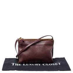 Pre Owned Celine Burgundy Leather Large Trio Crossbody Bag