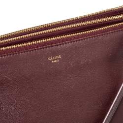Pre Owned Celine Burgundy Leather Large Trio Crossbody Bag
