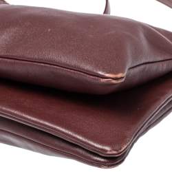 Pre Owned Celine Burgundy Leather Large Trio Crossbody Bag