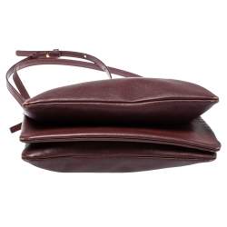 Pre Owned Celine Burgundy Leather Large Trio Crossbody Bag