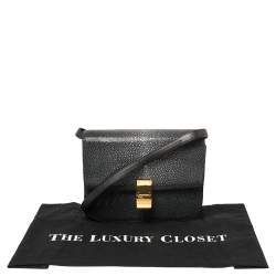 Pre Owned Celine Dark Grey/Black Stingray and Leather Medium Classic Box Shoulder Bag