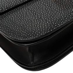 Pre Owned Celine Dark Grey/Black Stingray and Leather Medium Classic Box Shoulder Bag