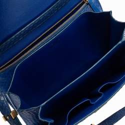 Pre Owned Celine Blue Python Medium Classic Box Shoulder Bag