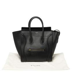 Pre Owned Celine Black Leather Mini Luggage Tote