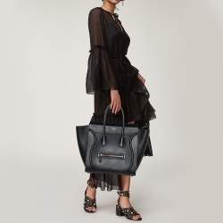 Pre Owned Celine Black Leather Mini Luggage Tote