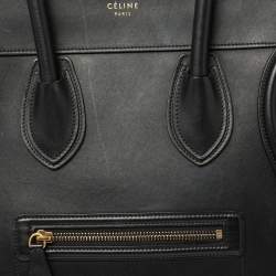 Pre Owned Celine Black Leather Mini Luggage Tote