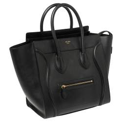 Pre Owned Celine Black Leather Mini Luggage Tote