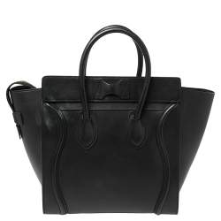 Pre Owned Celine Black Leather Mini Luggage Tote